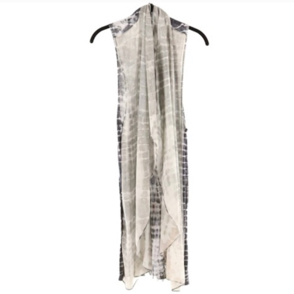 Chiffon and jersey float tie dye vest/kimono
